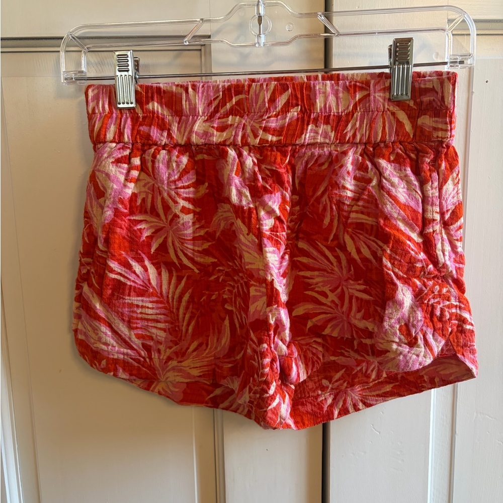 Rip Curl Pink and Red Tropical Print Kids Shorts ♻️🪩